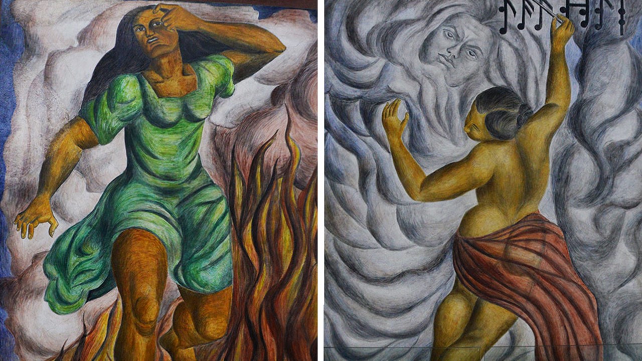 Izquierdo’s murals, The Tragedy (1946) and The Music (1946)