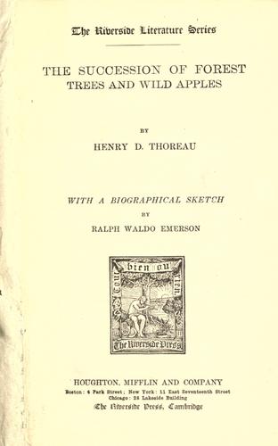 Front matter to Thoreau's "Succession of Forest Trees"