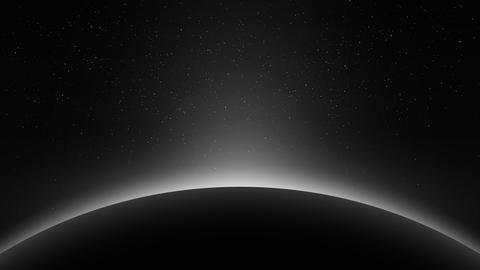 Dark horizon line between planet and space