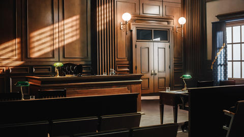 picture of wood panelled courtroom