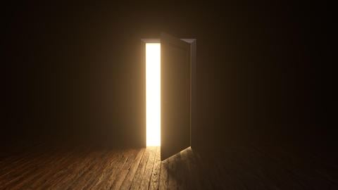 Partially open door with light coming through