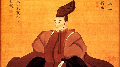 Ancient painting of religious leader kneeling