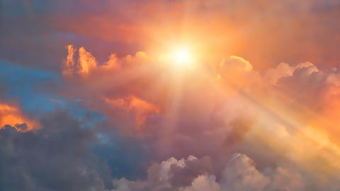 Sunlight streaming through the clouds