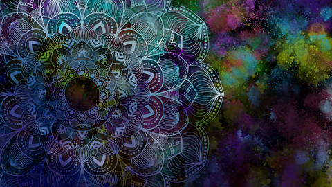 Colorful abstract image with mandala off to the side