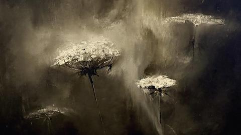 painting of brown and cream Queen Anne's lace