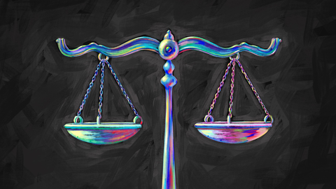 Painting of scales, black background