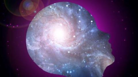 Abstract Image of a human head with purple background