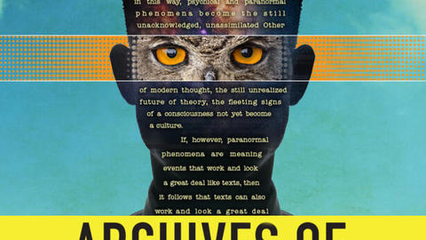 Archives of the Impossible image of head with text and owl eyes