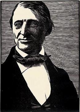 Wood block image of Henry David Thoreau