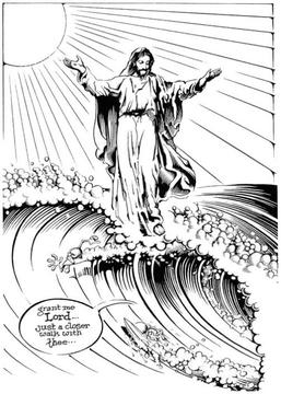 Image showing Jesus rising on a wave