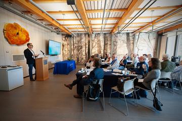 Charles Stang giving opening remarks at a workshop