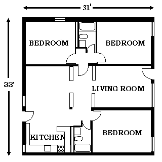 three bedroom floorplan
