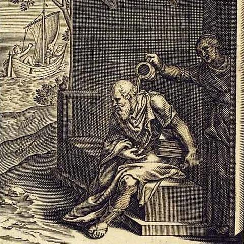 Painting of Socrates and Xanthippe