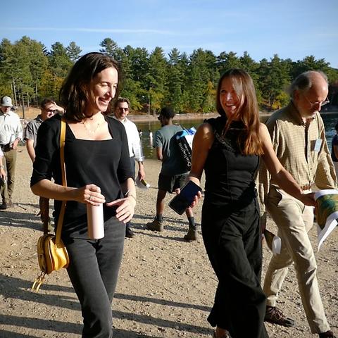 Walking group at Walden pond
