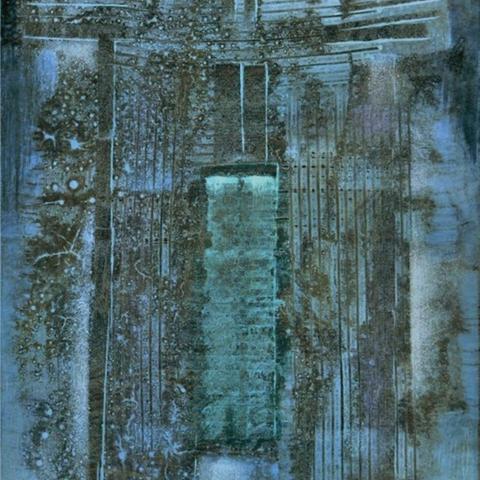 abstract painting in blue
