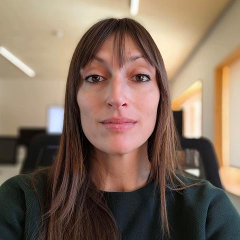Daniela Aaron looking into the camera