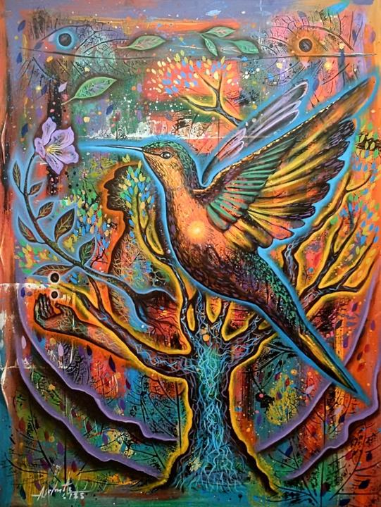 Painting of a hummingbird