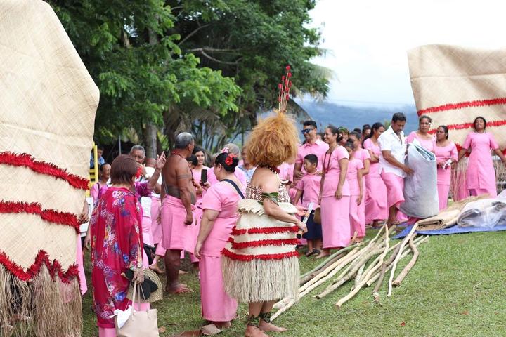 Indigenous Samoans gathering for a celebration