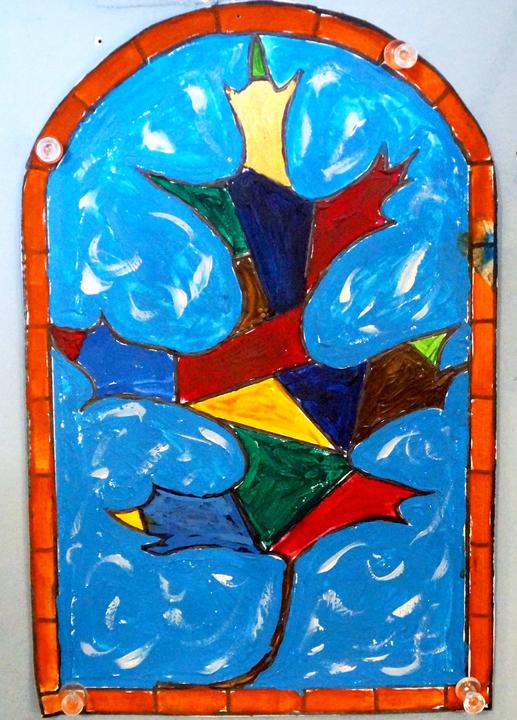 Perfect leaf in stained glass