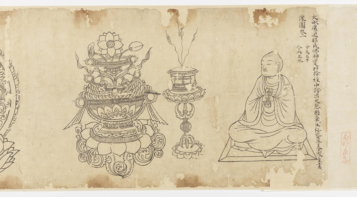 Sketching of buddha seated 