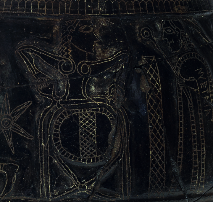 fig. 5: Aeson rising from Medea's cauldron, Etruscan bucchero ware, 630 BCE. San Paolo (Cerveteri), Lazio, Italy. Courtesy of Museo Nazionale Etrusco, Rome, Italy. 