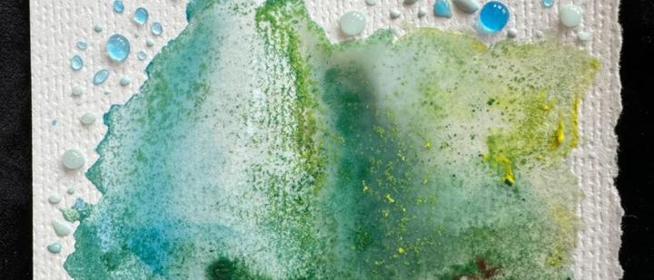 Water and moss on a page