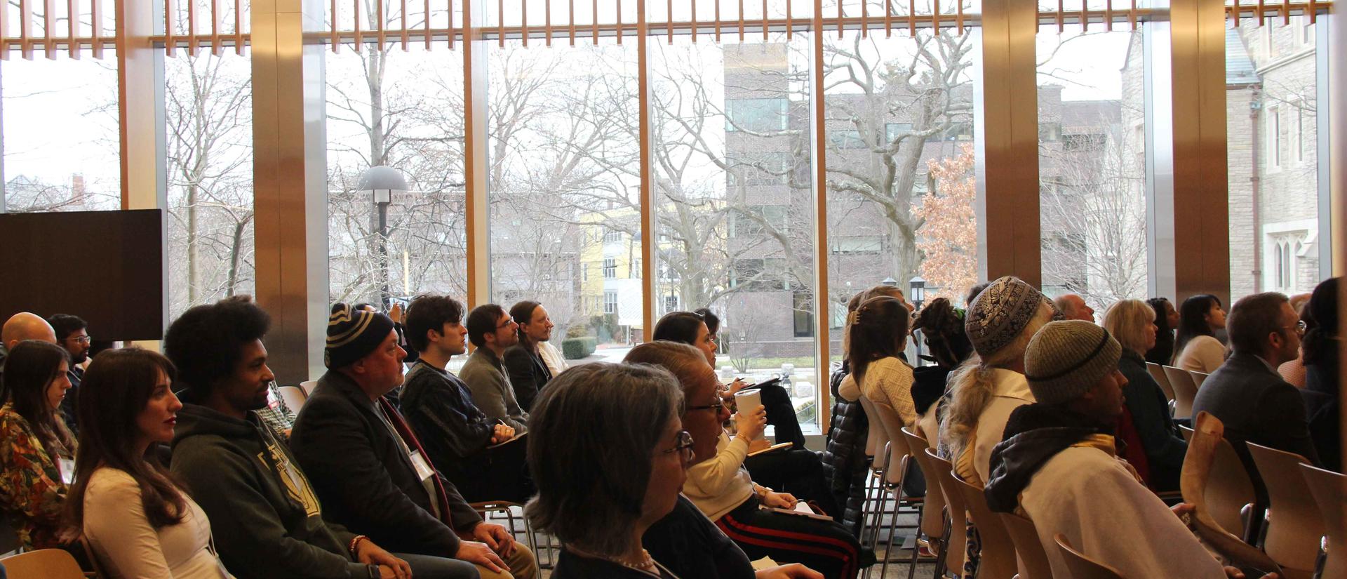 Harvard Divinity School's James Room full of conference attendees