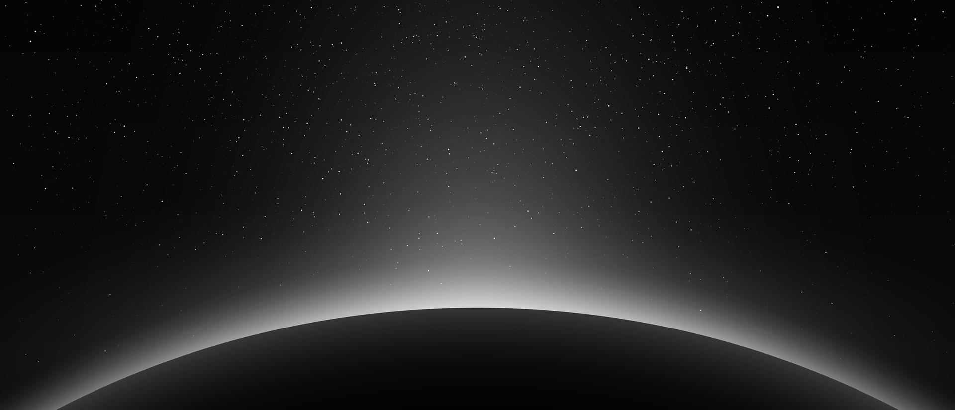 Dark horizon line between planet and space
