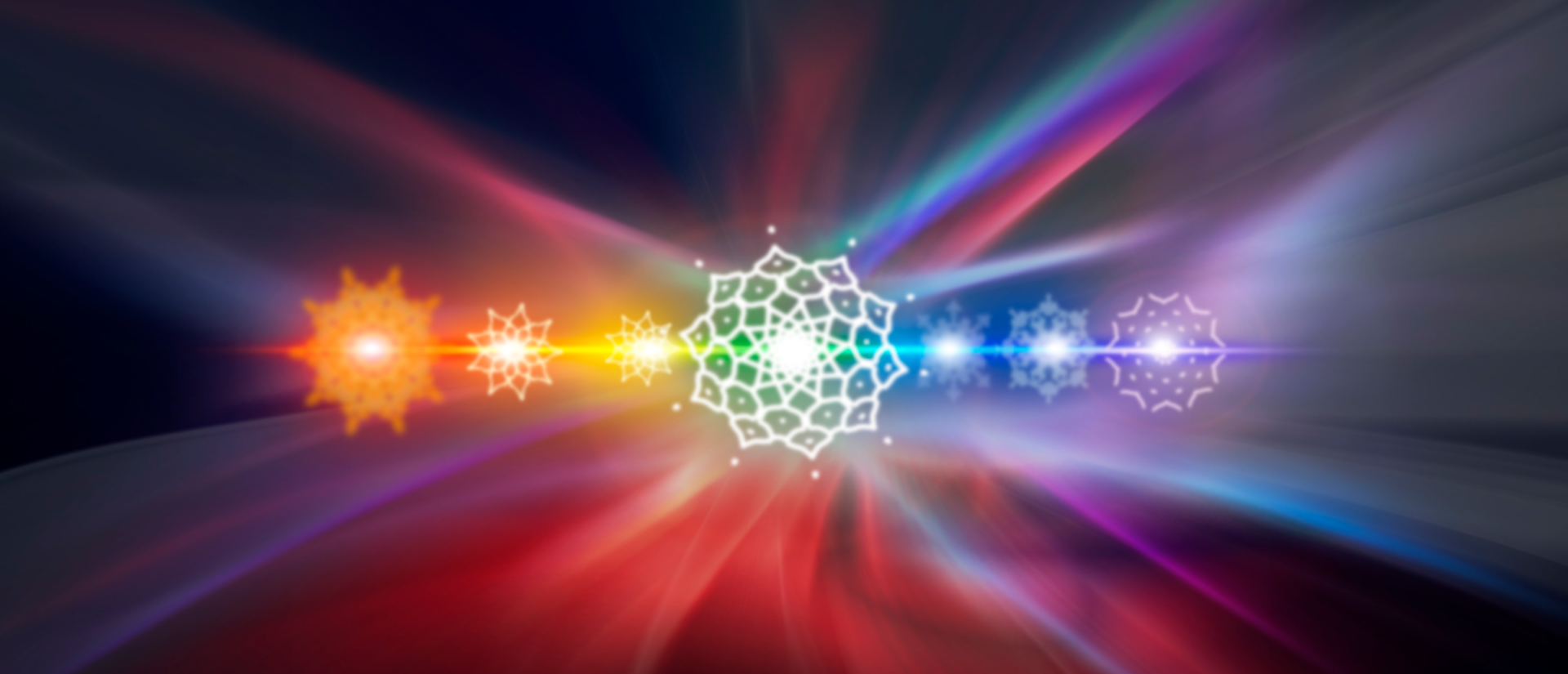 Abtract image of different colored shapes on a dark background