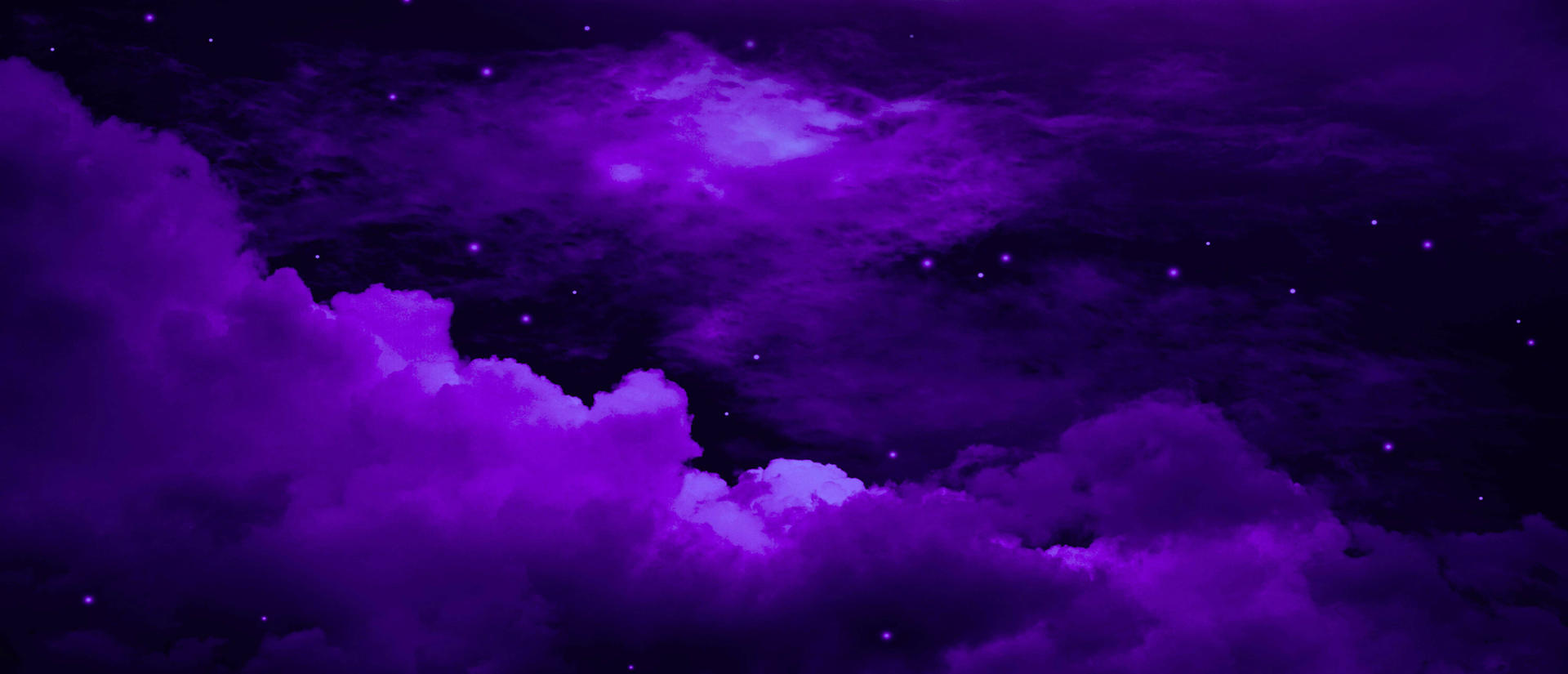 Clouds and stars in a purple hue