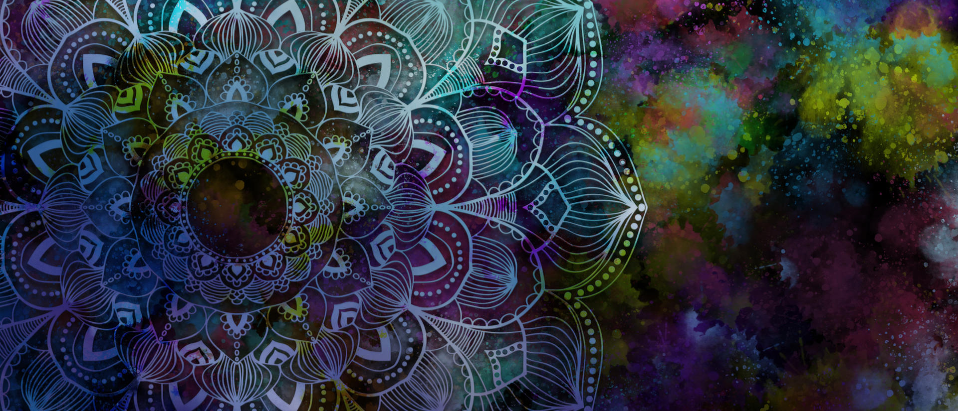 Colorful abstract image with mandala off to the side