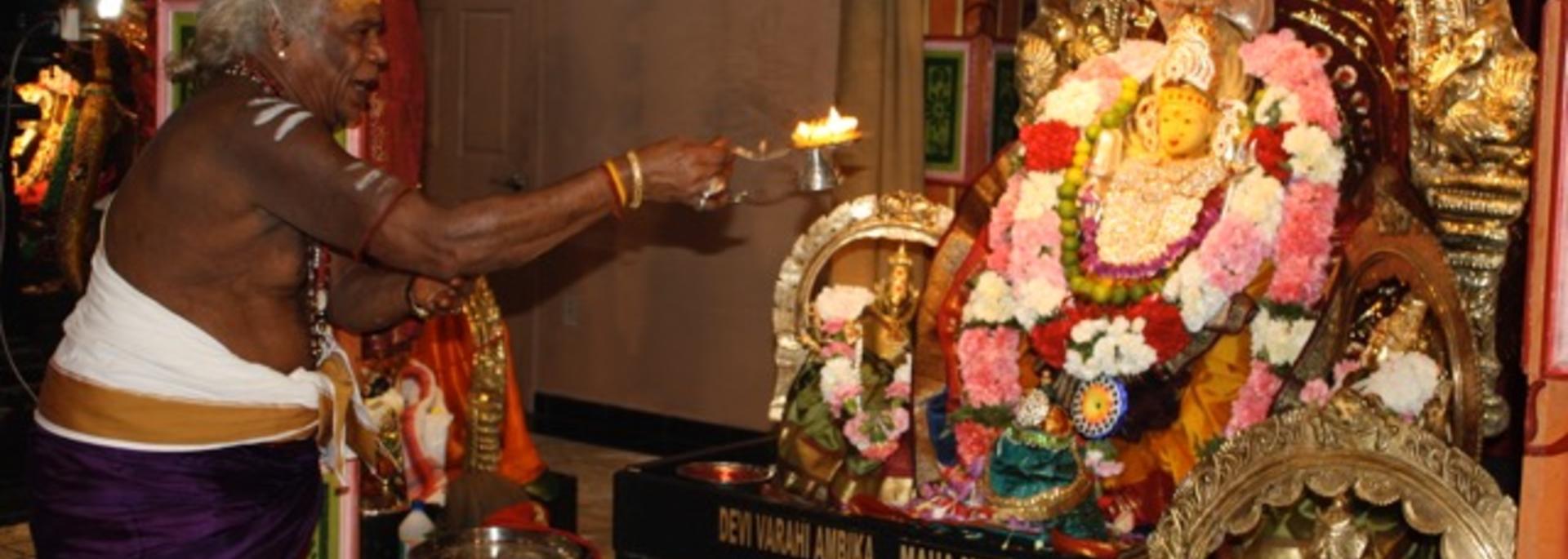 Worshipper showing homage to the Hindu deity